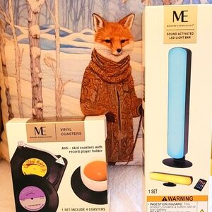 Modern Expressions Gift Set - Vinyl Coasters and LED Sound Light Bar